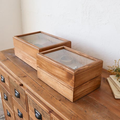 pine wood × glass accessory case / S , Lサイズ / アクセサリーケース