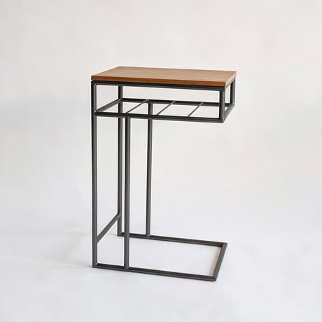 マホガニー材とアイアンのサイドテーブル / Horn Please MADE / SIDE TABLE / ソファサイド / ベッドサイドテーブル インダストリアル