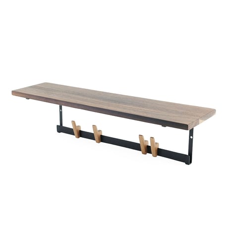 WALL SHELF with HOOK / 木の温かみとアイアンの素材感がやさしく調和する壁面収納 / ウォールシェルフ