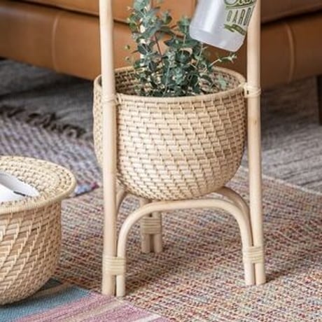 RATTAN BASKET 02 / ラタンのバスケット収納 / ラック / リビング収納 / サイドテーブル / 北欧ヴィンテージ / ナチュラルインテリア