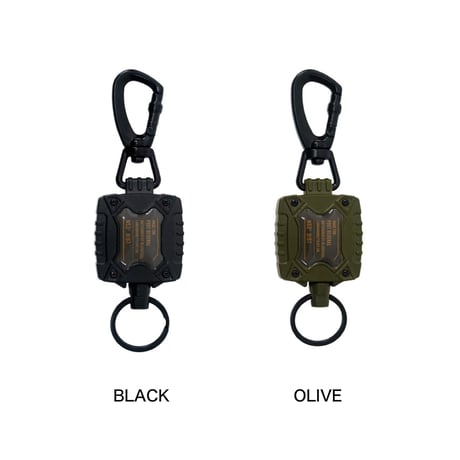 REEL KEY HOLDER / コード伸長65cmのリールキーホルダー カラビナ / スチール / BLACK , OLIVE POSTGENERAL