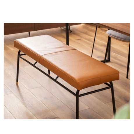 LEATHER DINING BENCH / 本革のヴィンテージライクなベンチ / 2人掛け / カフェインテリア / ブルックリンスタイル / ダイニングベンチ / フロアチェア / 牛本革