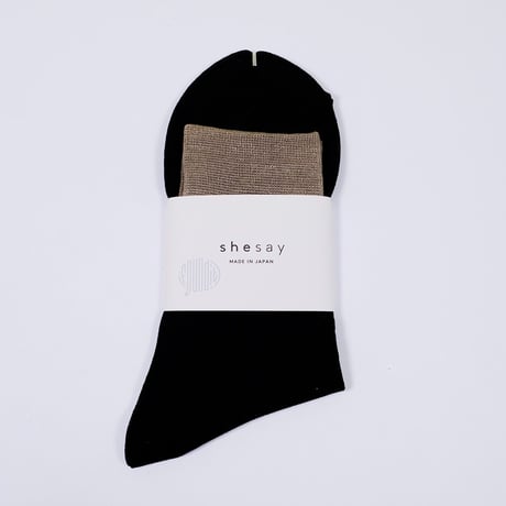 シルクが気持ちいいバイカラーの靴下 / WHITE , BEIGE , BLACK / made in japan
