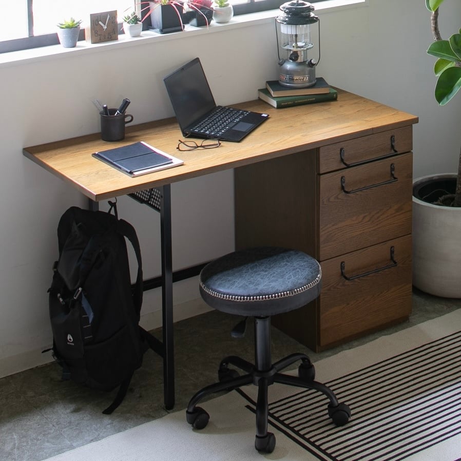 ［新品］オーク突板×アイアン コーナーデスク モダンデザイン IRON × WOOD DESK / アイアンとオーク突板のコラボデスク / 幅100cm→
