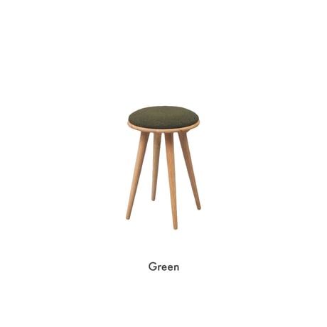 ラウンドスツール / もこもこ座面のラバーウッド 無垢材のスツール / Mustard , Greige , Green / スツール サイドテーブル
