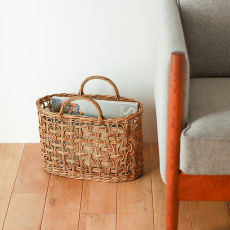 RATTAN HANDLE BASKET LOOP / 見せる収納としても美しくナチュラルな素材感のラタンバスケット / リビング収納 / バスケット