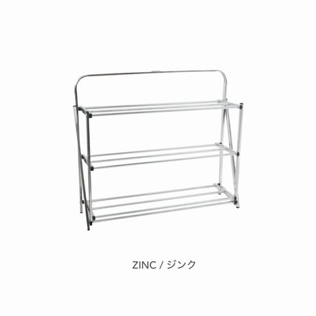FOLDABLE SHOES RACK / ZINC , BLACK / HAMMERTONE / インダストリアルな雰囲気のある折り畳み式のラック / 収納棚