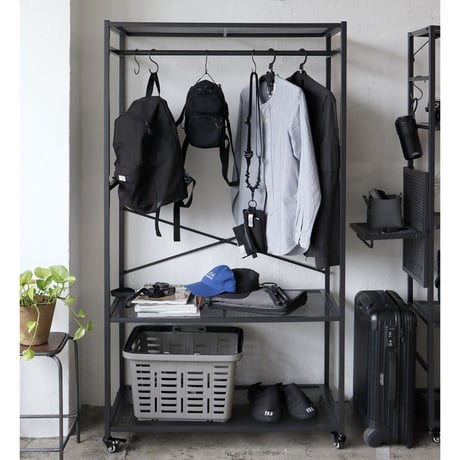 LIGHT-WEIGHT IRON COAT RACK / ハンガーラック /オープンシェルフ / SIZE：約W900×D440×H1600mm