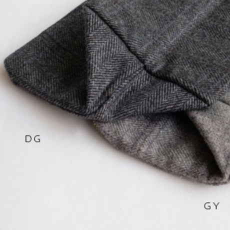 Horn please made / WOOL POUCH  GY / ヘリンボーンチェック / ウールポーチ / 化粧ポーチ