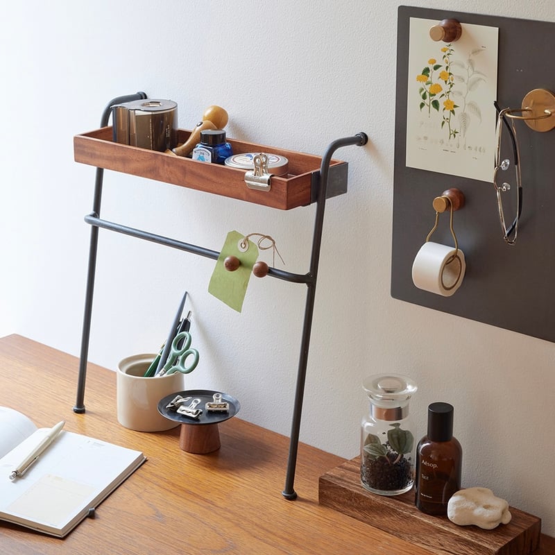 Mahogany wood × Iron Tray hanger / お好みの場所で便利に使え