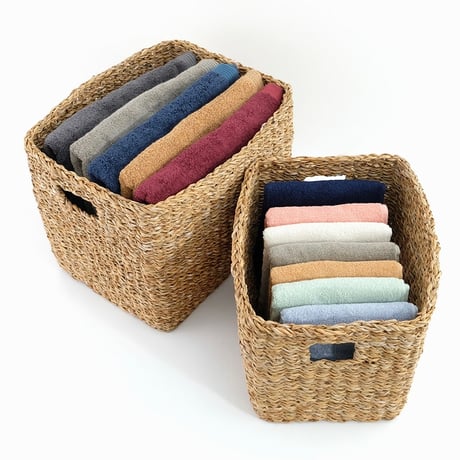 seaglass stocker basket / S , L セット / 置いてあるだけでサマになり シェルフに収まりやすいサイズ感のストッカーバスケット