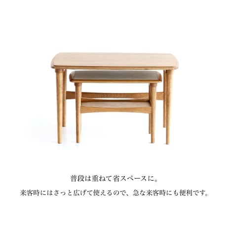 Table 02 / 上質なオーク材を使用したネストテーブル / 北欧インテリア / リビングテーブル / 大小のテーブルセット