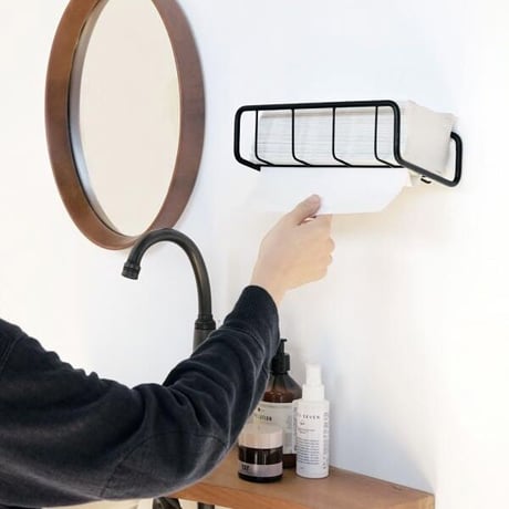 シンプルさと機能美を兼ね備えたアイアンペーパータオルホルダー / ren  シンプルインテリア / kitchen paper holder / サイズ 約w247×d130×h95mm