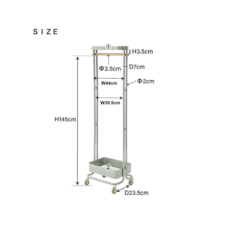 HANGER + WAGON RACK / 北欧テイストの細部まで優しい丸いデザインのハンガー収納 / 北欧ナチュラル