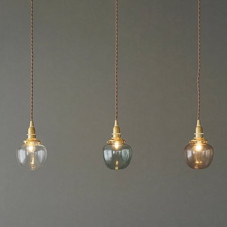 POMME GRASS PENDANT / ガラス ペンダントライト / ラウンドガラスシェード  + 真鍮灯具60cm シーリングカバー付き / E17 / ※電球なし