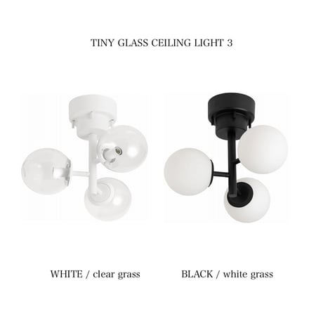 TINY GRASS CEILING LIGHT 3 / LED電球付き / タイニーガラス 3灯シーリングライト / BRID タイニーガラス 天井照明 / WHITE , GRAY , BLACK