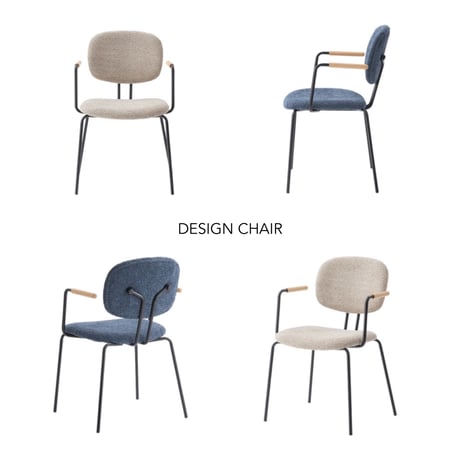 DESIGN CHAIR / ARM / beige , navy / ダイニングチェア / アームチェア / サイズ : W54 × D55 × H80.5 × SH44.5cm