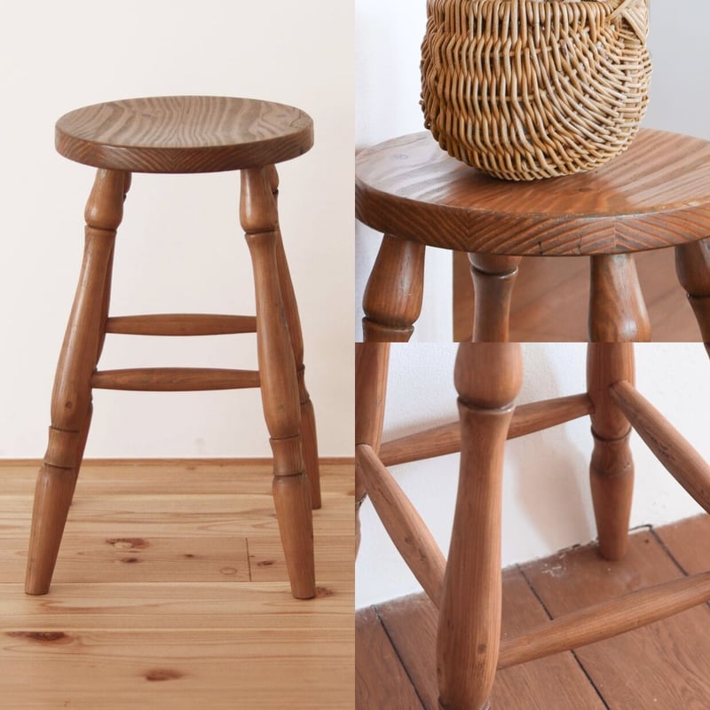 PINE WOOD STOOL / ラウンドスツール, レクトスツール / 椅子