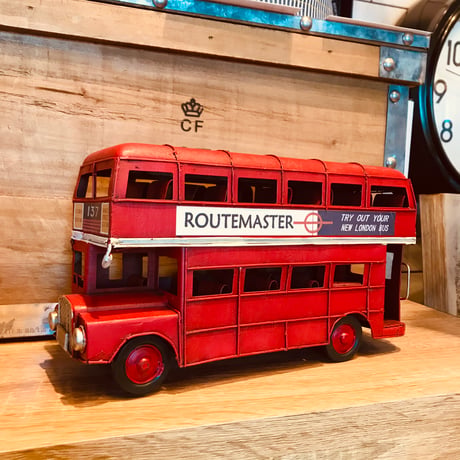 LONDON BUS / TIN INTERIOR CAR / ブリキ素材の車 オブジェカー