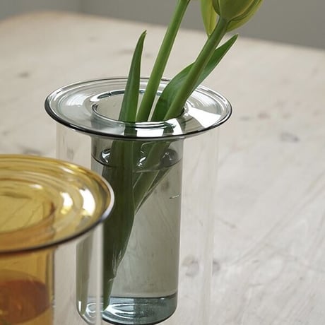 PINO FLOWER VASE AXCIS / ガラスベース / CLEAR , YELLOW , GRAY / フラワーベース / ルームフレグランス H15.2cm