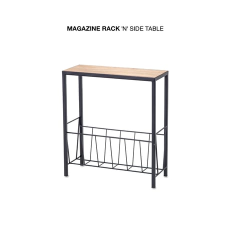 IRON WOOD MAGAZINE RACK 'N' SIDETABLE / シンプルなアイアンフレームと天然素材のマガジンラック / サイドテーブル