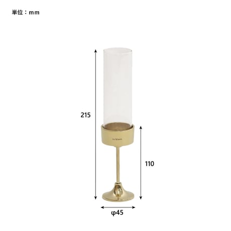 BRASS CANDLE STAND FLOWER VASE / 真鍮スタンドのフラワーベース / S , L サイズ / ガラスのフラワーベース / 花瓶 / ガラスベース