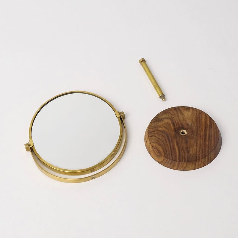 BRASS 'N' WOOD DESKTOP MIRROR / 真鍮と天然木の洗練されたスタン