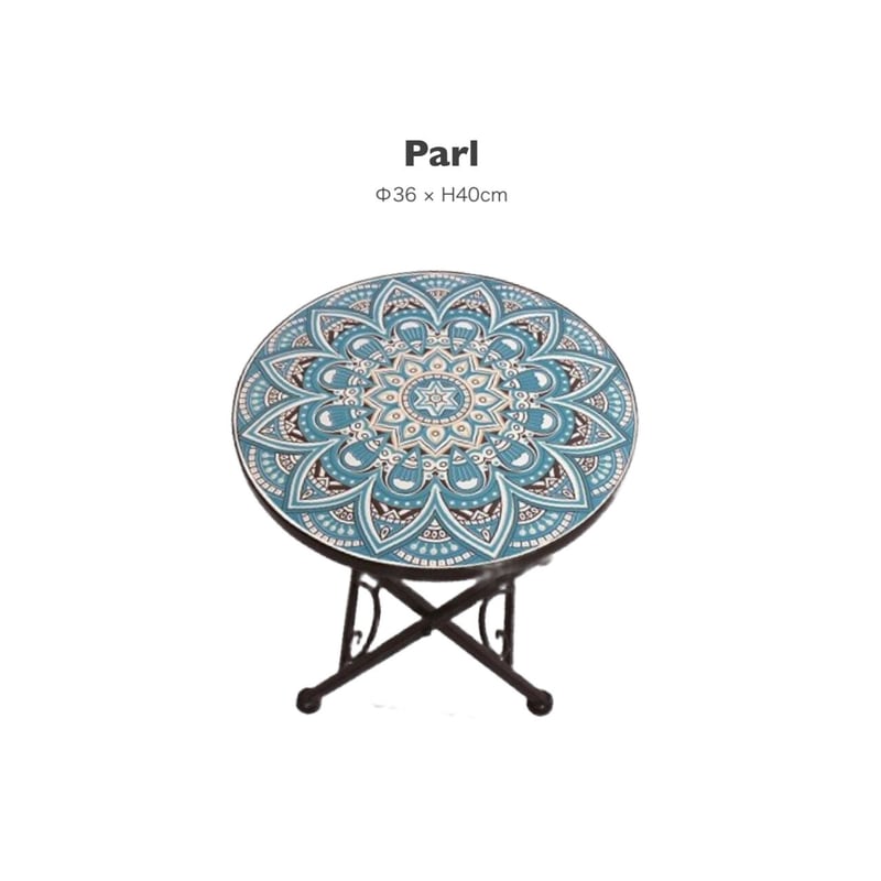 IRON ROUND TABLE / タイル天板 / テーブル / 折りたたみ式 / サイドテ