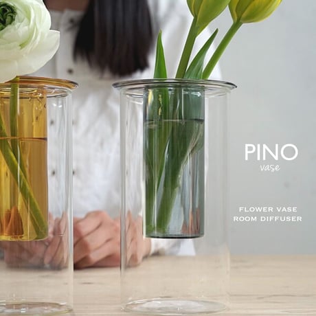 PINO FLOWER VASE AXCIS / ガラスベース / CLEAR , YELLOW , GRAY / フラワーベース / ルームフレグランス H15.2cm