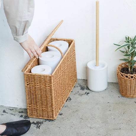 NATURAL HANDLE toilet paper BOX / かご編みのナチュラルなデザインの収納ボックス / ナチュラルスタイリング / トイレ収納