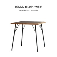 ダイニングテーブル750 / 天板 : ウォールナット+オーク / レッグ: アイアン / W750× D750×H720mm   2人掛けテーブル / デスク