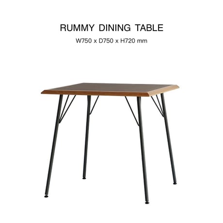 ダイニングテーブル750 / 天板 : ウォールナット+オーク / レッグ: アイアン / W750× D750×H720mm   2人掛けテーブル / デスク