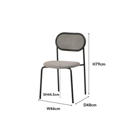 RATTAN BLACK STEEL fabric chair / BEIGE , GRAY / ダイニングチェア / シンプルモダン