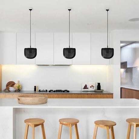 BRID RATTAN PENDANT LAMP 04 / 4BULB / ナチュラル , ブラック / 電球付き / ラタン素材 / ペンダント照明