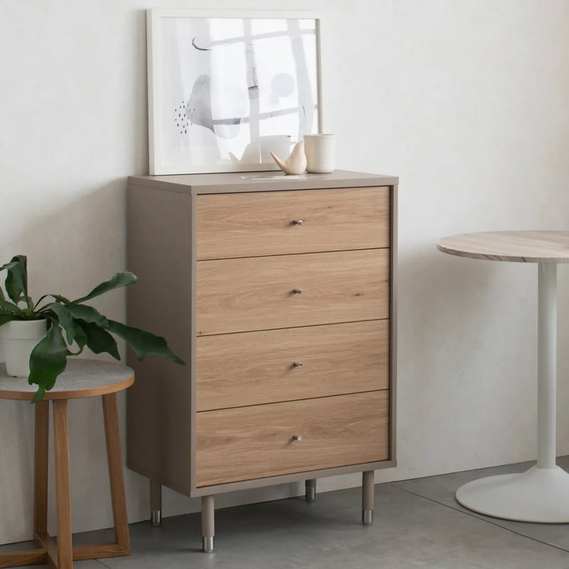 GRAY×WOOD CHEST 60 / トレンドのカラーリングとナチュラルな木目調で