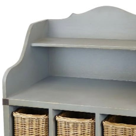 CABINET + RATTAN BASKET / シックな佇まいのマルチキャビネット / GRAY / 収納ラック / キッチン収納 / キッチンキャビネット