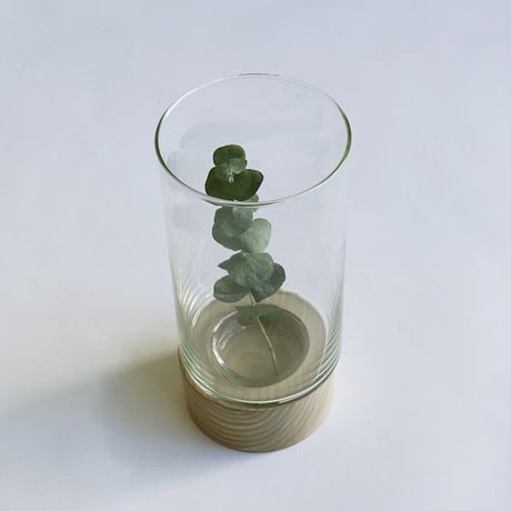 REUSE GLASS + WOOD / タモ材 / ストレート / フラワーベースボトル / ウッドとリューズガラスの組み合わせでナチュラルなスタイリング / shesay