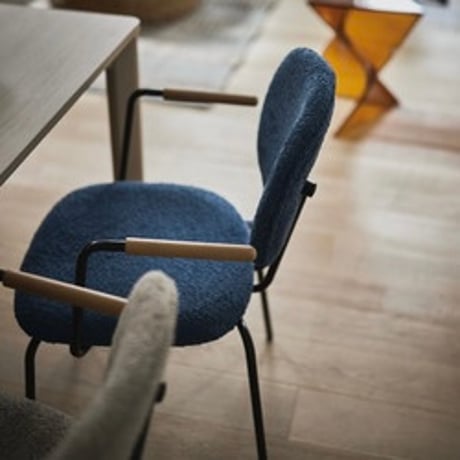 DESIGN CHAIR / ARM / beige , navy / ダイニングチェア / アームチェア / サイズ : W54 × D55 × H80.5 × SH44.5cm
