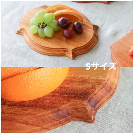 MAHOGANY PLATE / マボガニーウッドのアンティークデザインの木製プレート / Sサイズ , Lサイズ / ペア2枚