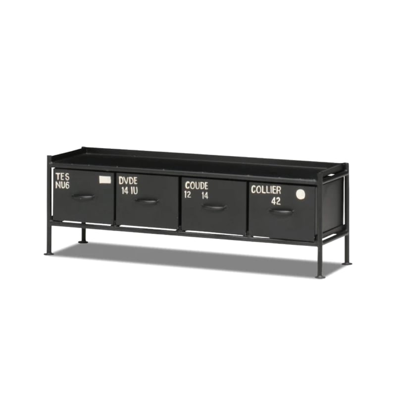 横型 アイアンチェスト 4杯 - ベージュ