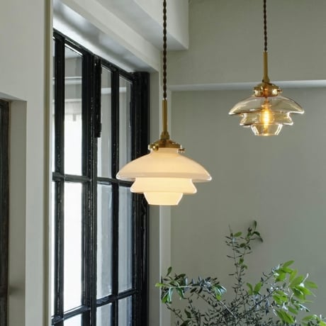 WHITE 'N' AMBER GRASS PENDANT  LIGHT / グラデーションフォルムが優美で繊細な印象のガラスペンダント / E17 LED電球 / WHITE , AMBER