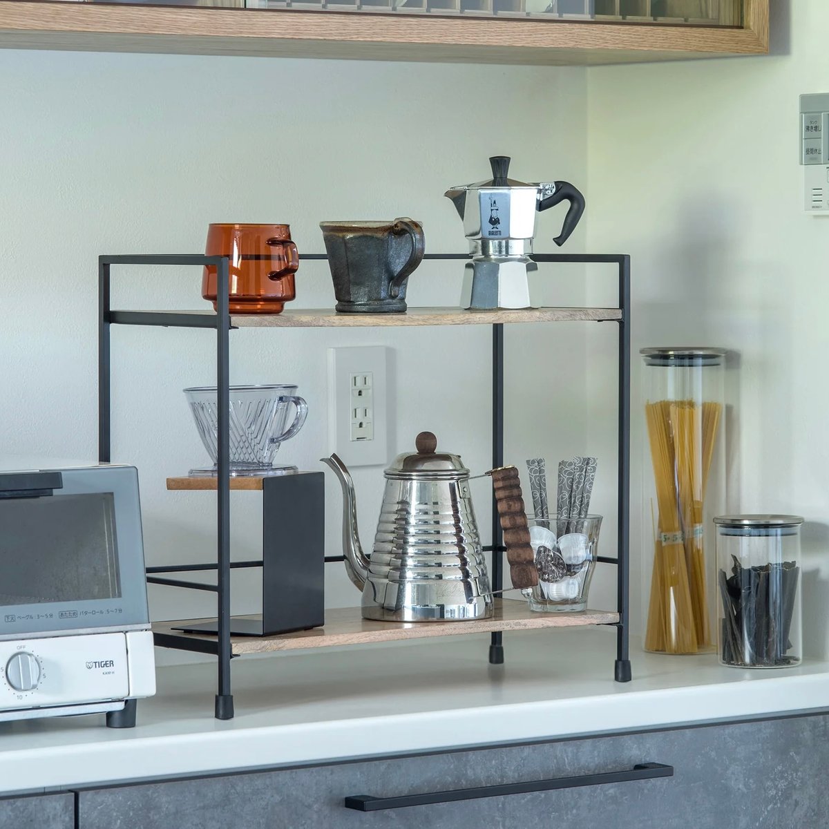 IRON WOOD STAND SHELF / シンプルなアイアンフレームと天然素材の