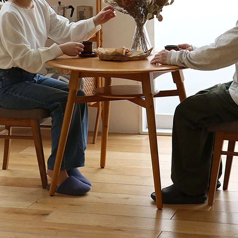 なかやん円形ガラス天板の木製テーブル なかやん円形ガラス天板の