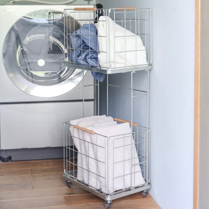 LAUNDRY WAGON ZINC / シンプルでスタイリッシュな2段式ランドリー