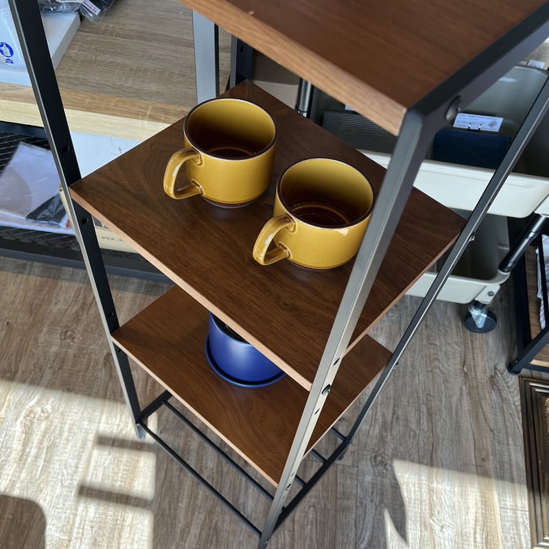 スリッパシェルフ　ナチュラル　ブルックリンスタイル　カリフォルニアスタイル ブルックリンスタイル ラフでスリムな4段ラック - WALNUT BROWN