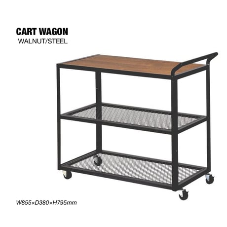 CART WAGON / WALNUT×STEEL / 収納ワゴン / 3段ラック/ シェルフ リビング収納 / キッチン収納 / サイズ : W 855(800)×D 380×H 795mm