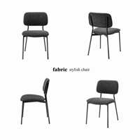 GRAY fabric stylish chair / マットなブラックスチールフレームとファブリックのスタイルチェア