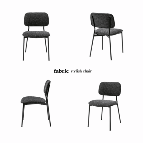 GRAY fabric stylish chair / マットなブラックスチールフレームとファブリックのスタイルチェア