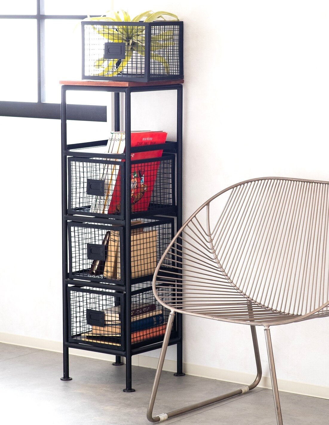 IRON×WOOD 無骨なアイアンチェスト / BLACK / 4杯 H1020mm / リビ