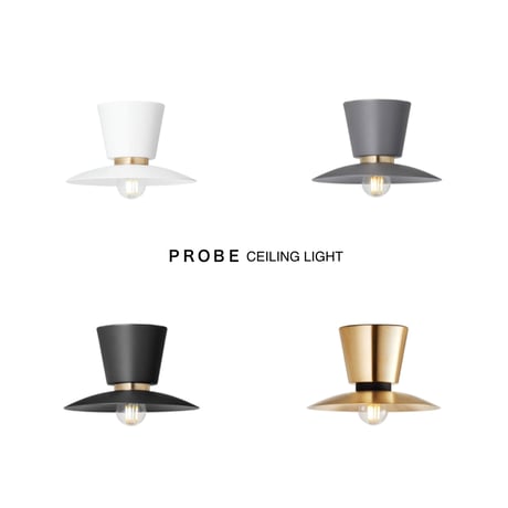 Probe - ceiling light / Sサイズ / シーリングライト / WHITE , GY , BLACK , BRASS / LED電球 選択